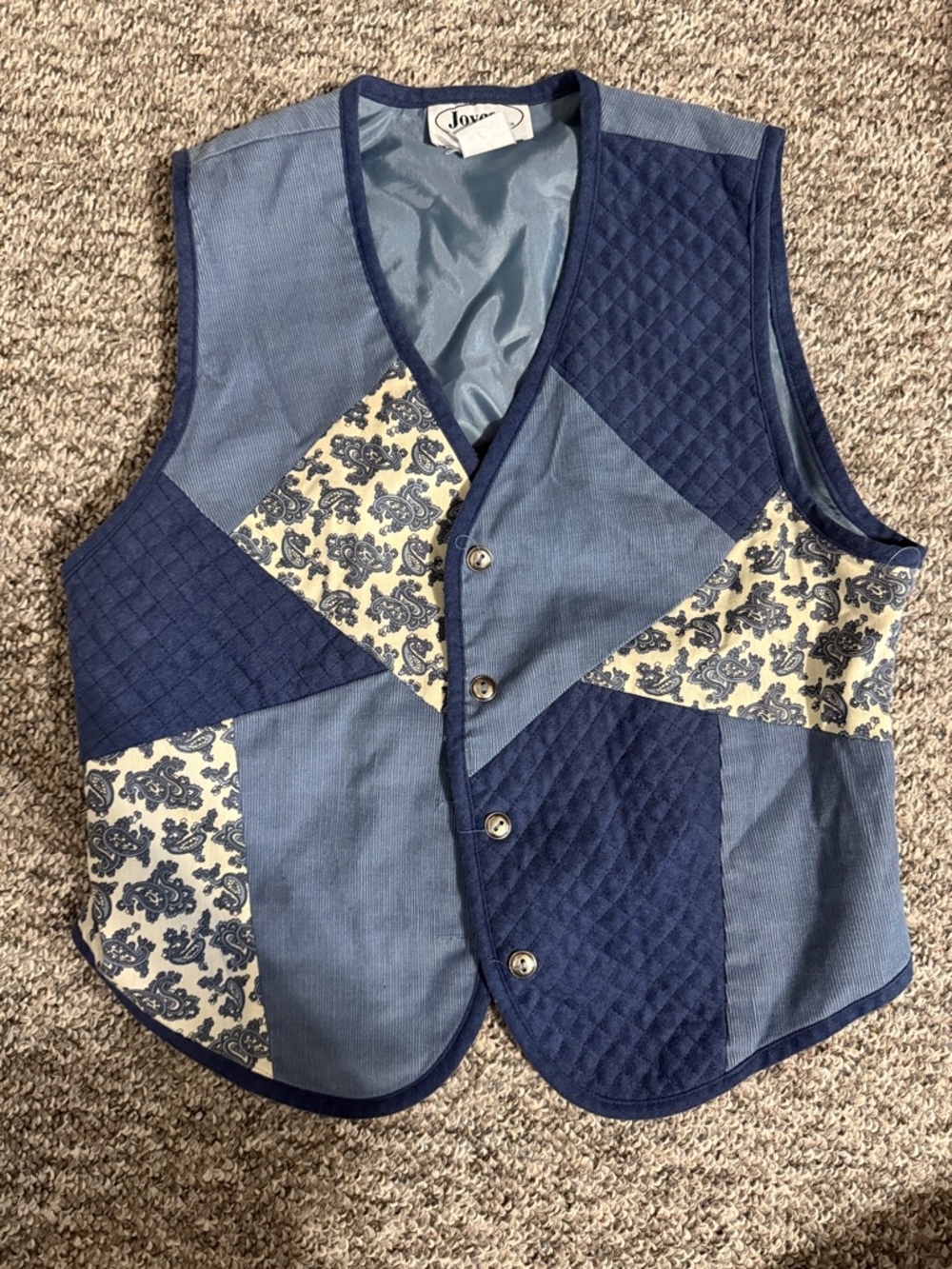 Joyce Quilted Patchwork Blue Women's Vest
